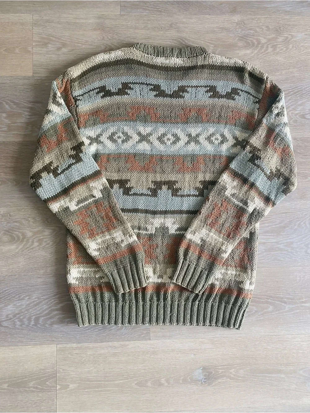 Vintage Safari Banana Republic Silk Sweater Aztec Western Knit Sweater L